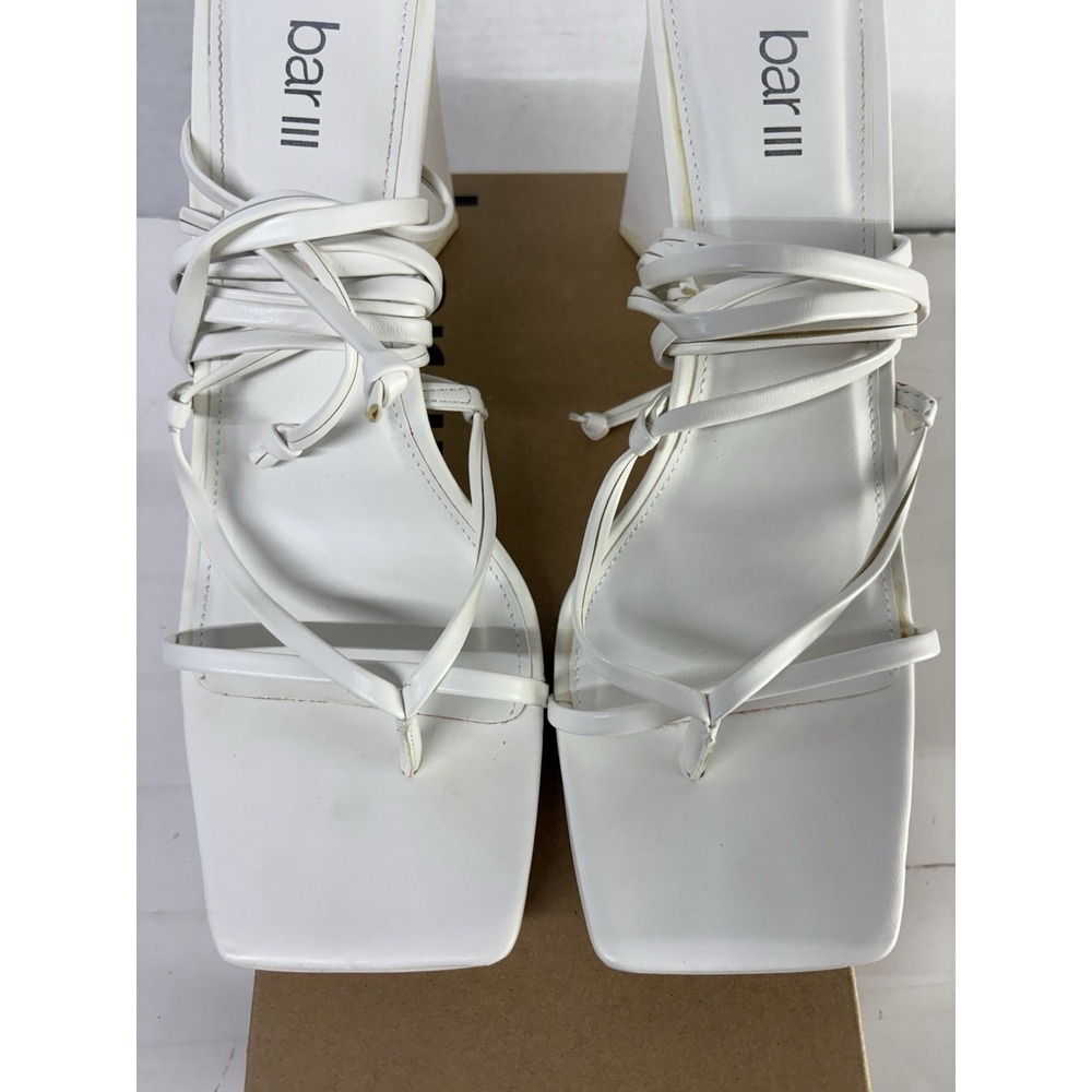 Bar lll Women's Auroraa White Tie Dress Heeled Sandals Gladiator Block Heel 10M - Picture 8 of 9
